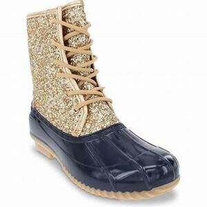 sugar Skylar Navy Glitter Duckboot Winter Boots